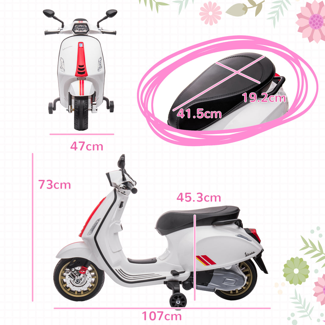 12V Vespa Licensed Kids Electric Motorbike w/ Music