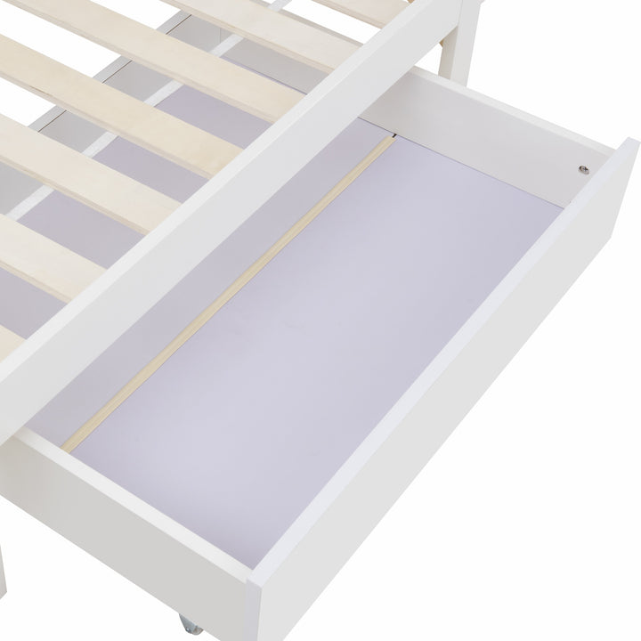 Single Wooden Storage Bed with Built-in Shelves