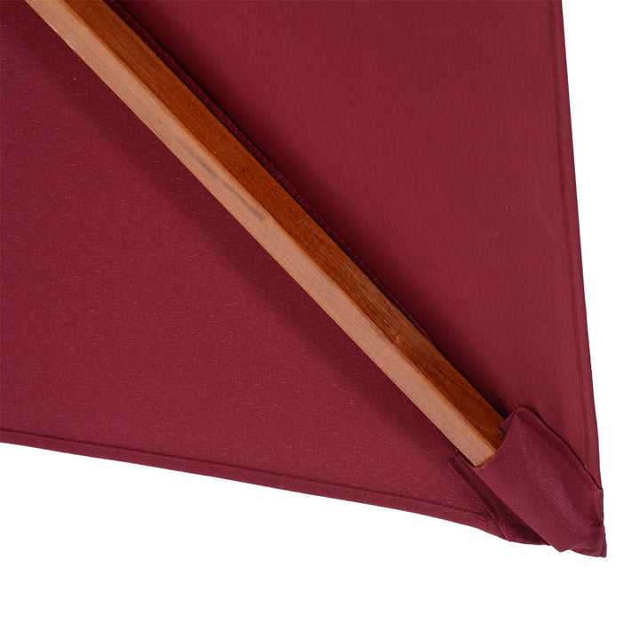 3m Patio Umbrella Bamboo Umbrella Parasol-Wine Red