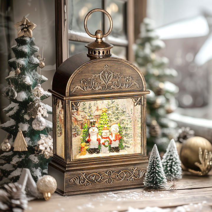 Christmas Snow Globe Lantern with Lights and Music