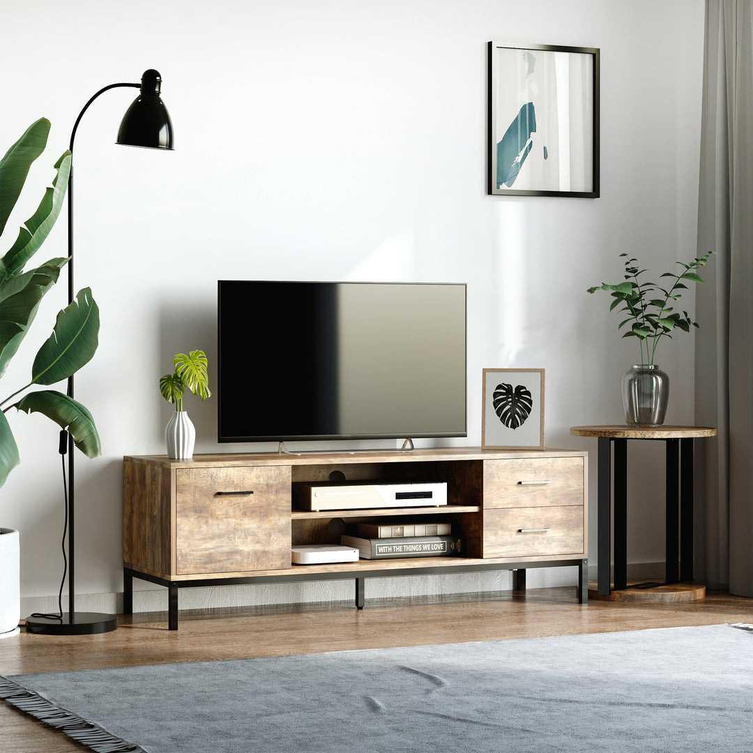 Light Industrial-Style TV Stand Cabinet - Brown/Black