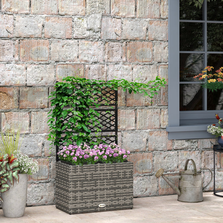 22L Garden PE Rattan Planter w/ Trellis