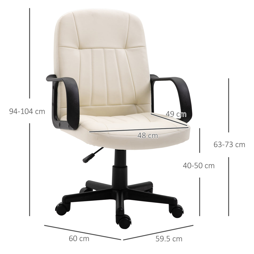 HOMCOM Swivel Executive Office Chair Home Office Mid Back PU Leather Computer Desk Chair for Adults with Arm