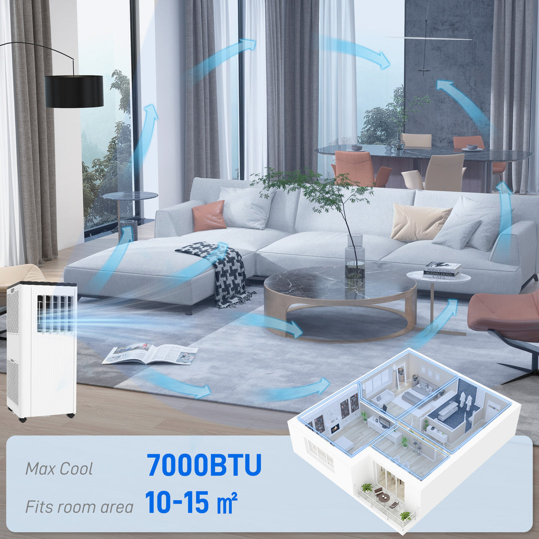 Smart WiFi Air Conditioner: 7000 BTU Cooling for 15m² Rooms