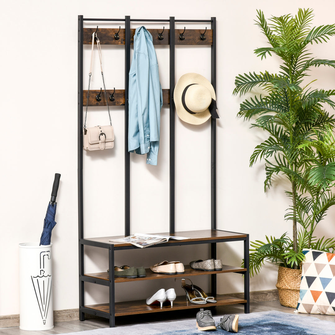 Hall Tree Coat Rack Stand