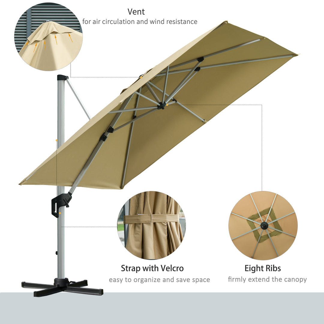 3 x 3(m) Cantilever Roma Parasol with Aluminum Frame Crank & Tilt