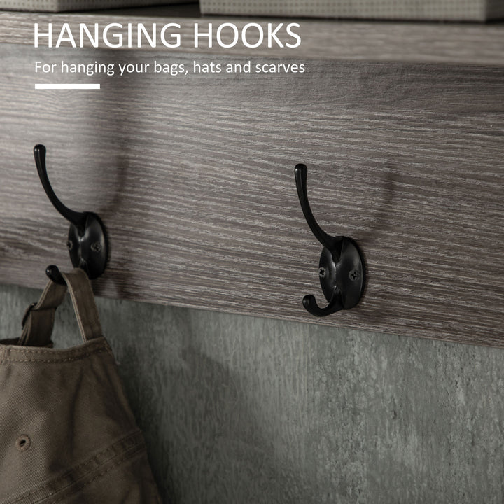 Coat Rack Wall-Mounted with 4 Coat Hooks and Open Storage Shelf