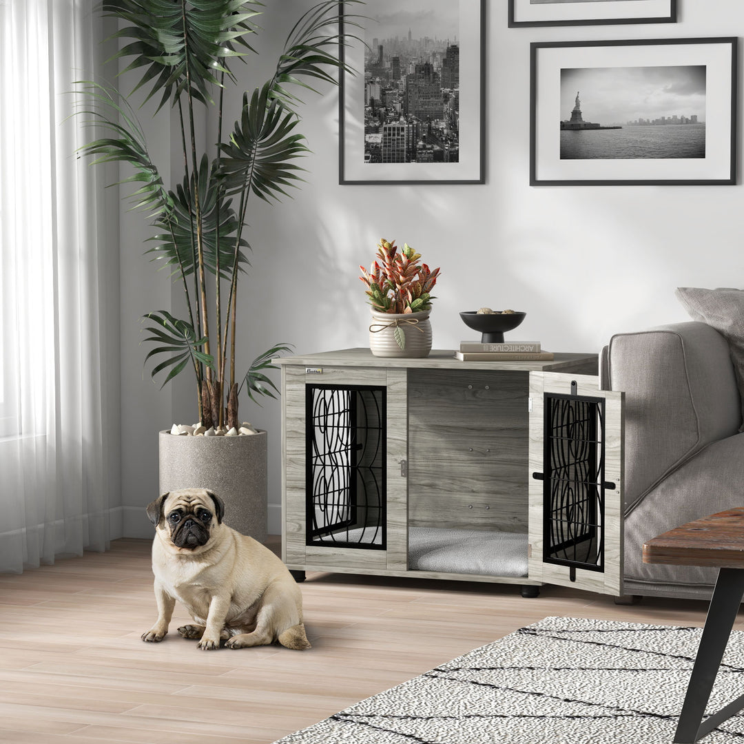 29.5" Indoor Dog Crate Furniture End Table with Soft Washable Cushion