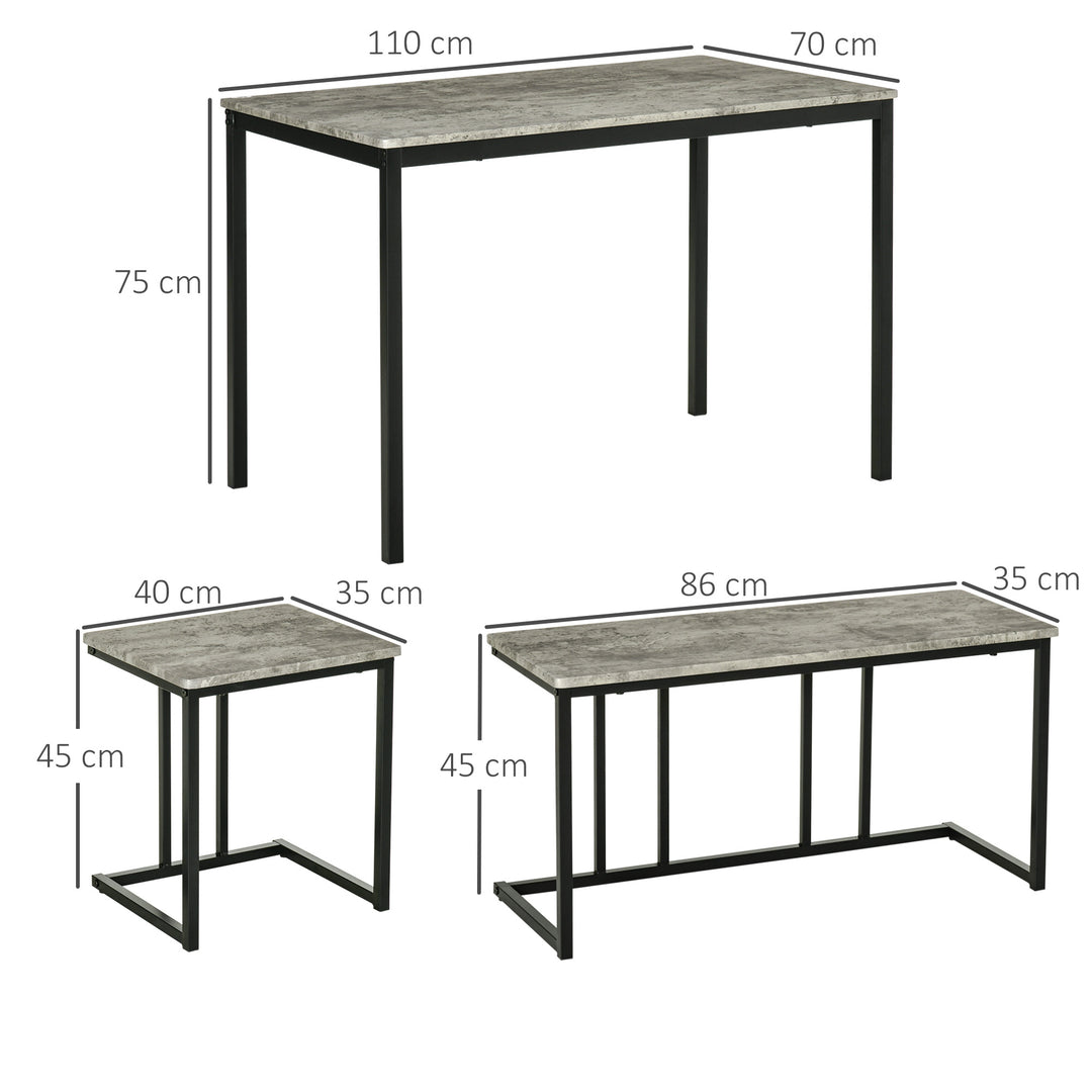 Table with 4 Chairs with Steel Frame