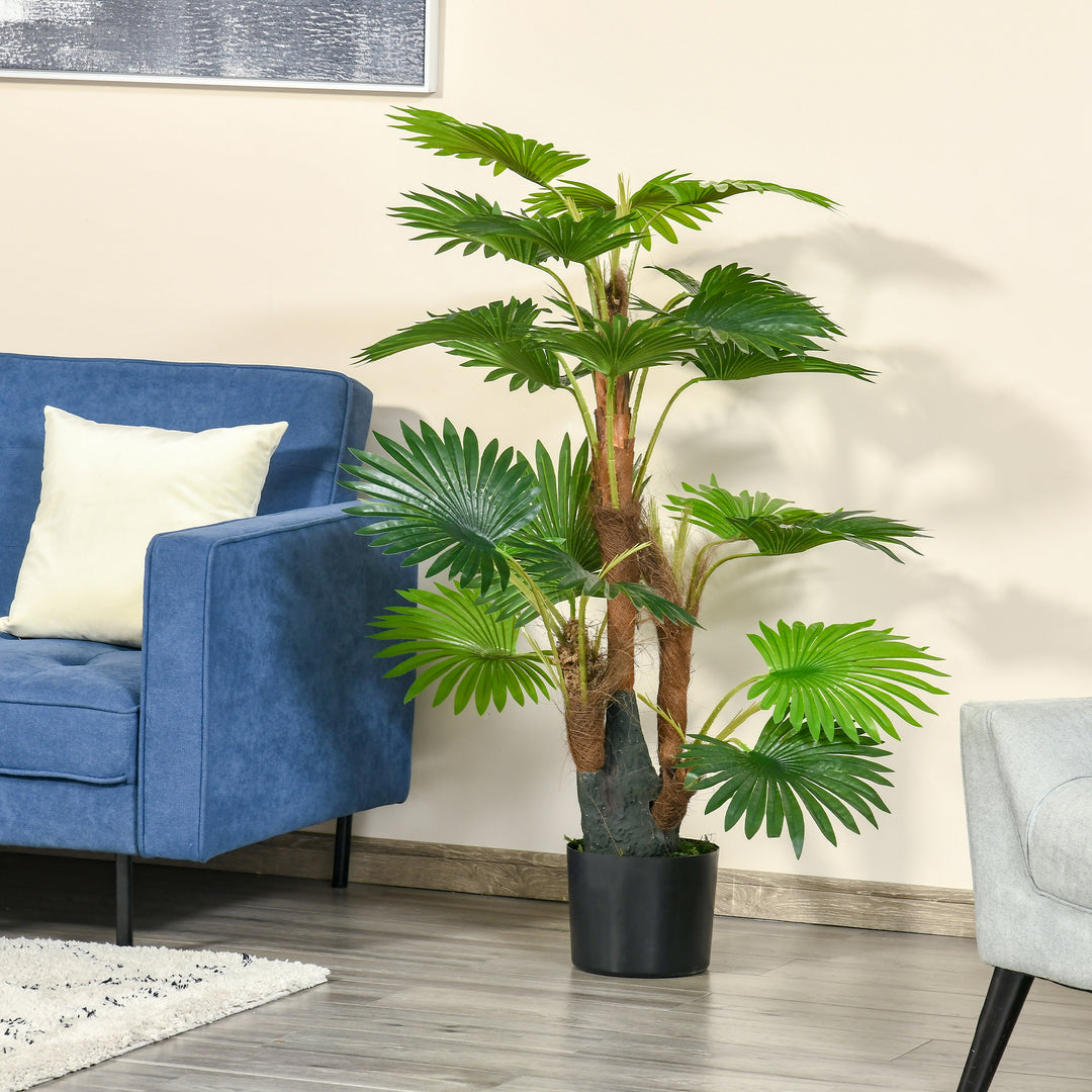 Artificial Palm Tree: 135cm Tropical Faux Plant in Nursery Pot for Indoor & Outdoor Decor