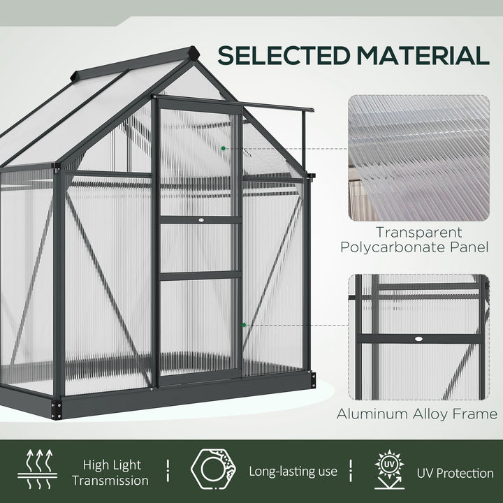 Polycarbonate Greenhouse Large Walk-In Green House Garden Plants Grow Galvanized Base Aluminium Frame w/ Slide Door