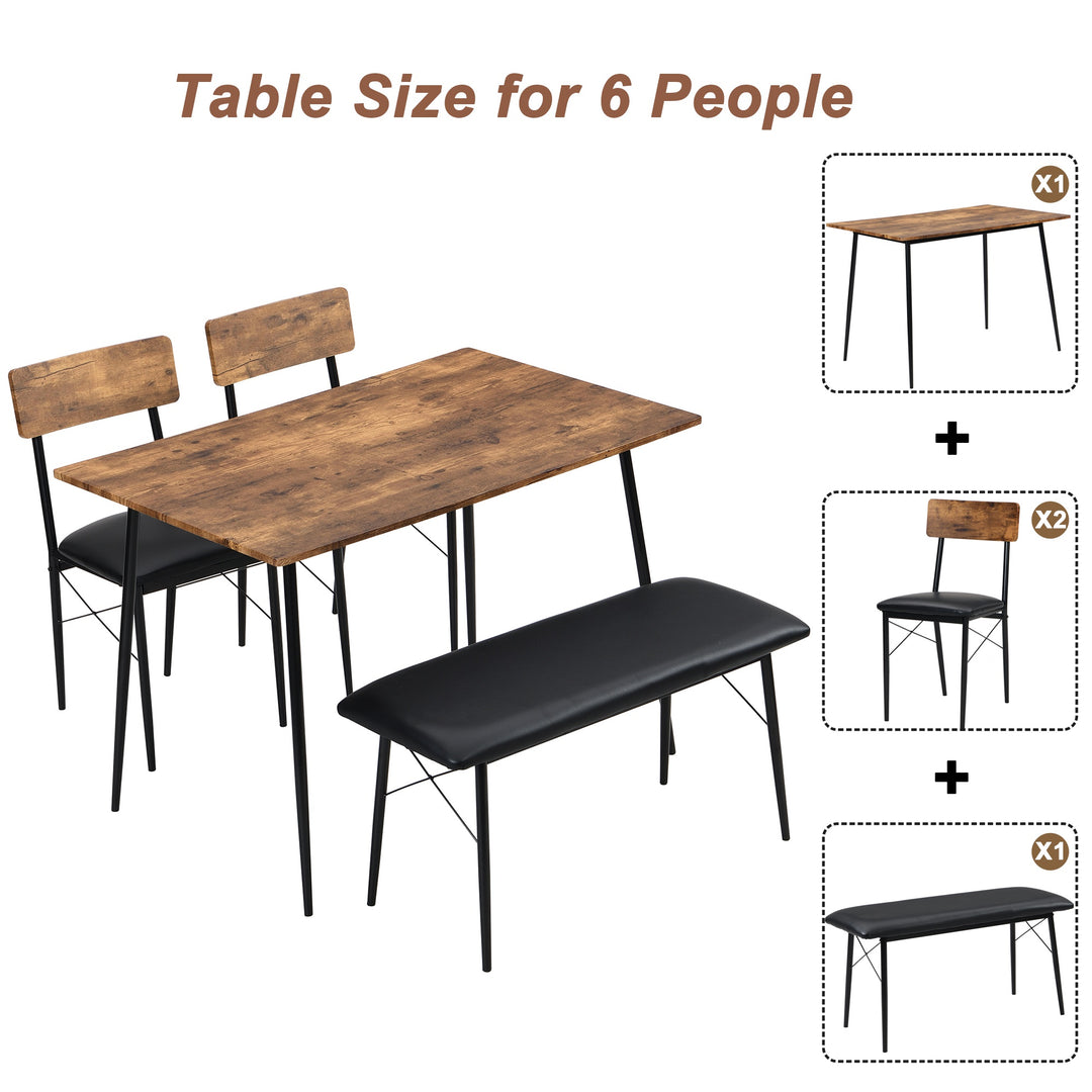 4-Piece Industrial Dining Set with Bench, Brown https://www.awin1.com/pclick.php?p=38826321849&a=1765756&m=17151 Aosom