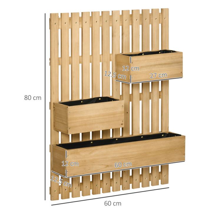 Wall-mounted Wooden Garden Planters with Trellis