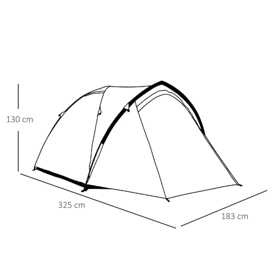 Camping Dome Tent 2 Room for 3-4 Person with Weatherproof Vestibule Backpacking Tent Large Windows Lightweight for Fishing & Hiking Green