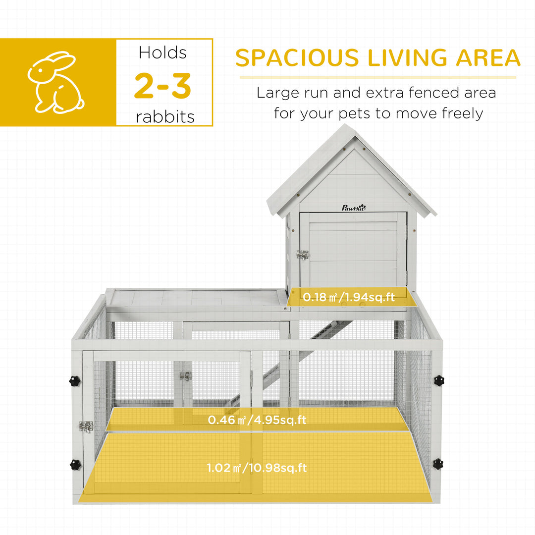 Wooden Rabbit Hutch with Extra Fenced Area