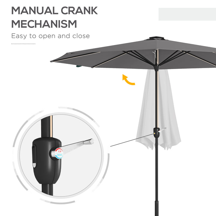 Waterproof Patio Parasol with Solar-Powered LED Lights