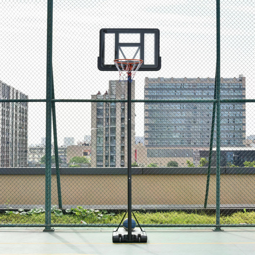 Portable Freestanding Basketball Hoop Stand Transparent Backboard 231-305cm Adjustable Basketball Hoop with Two Moving Wheels