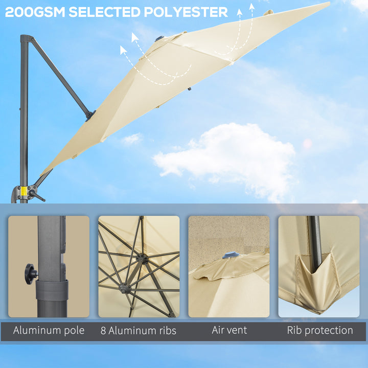 3 x 3(m) Cantilever Parasol with Cross Base