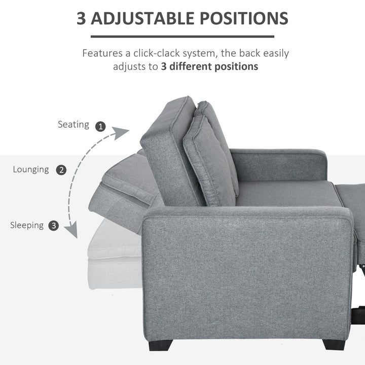 Double Sofa Bed Click Clack Pull Out Sofa Bed - Grey