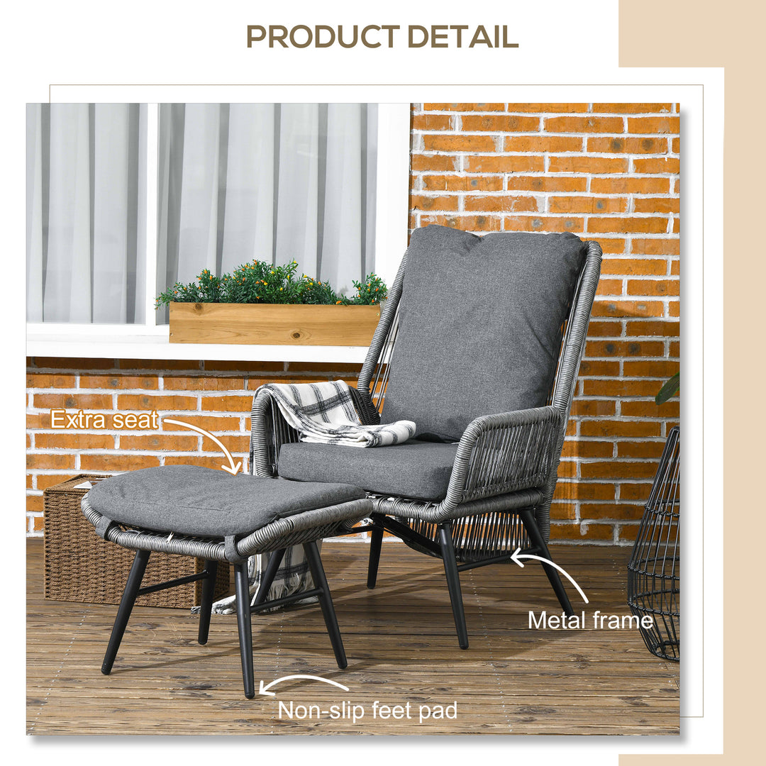 2 PCs PE Rattan Leisure Chair Set