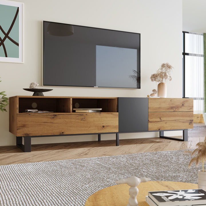 TV Stand with Storage Compartments & Wood Finish