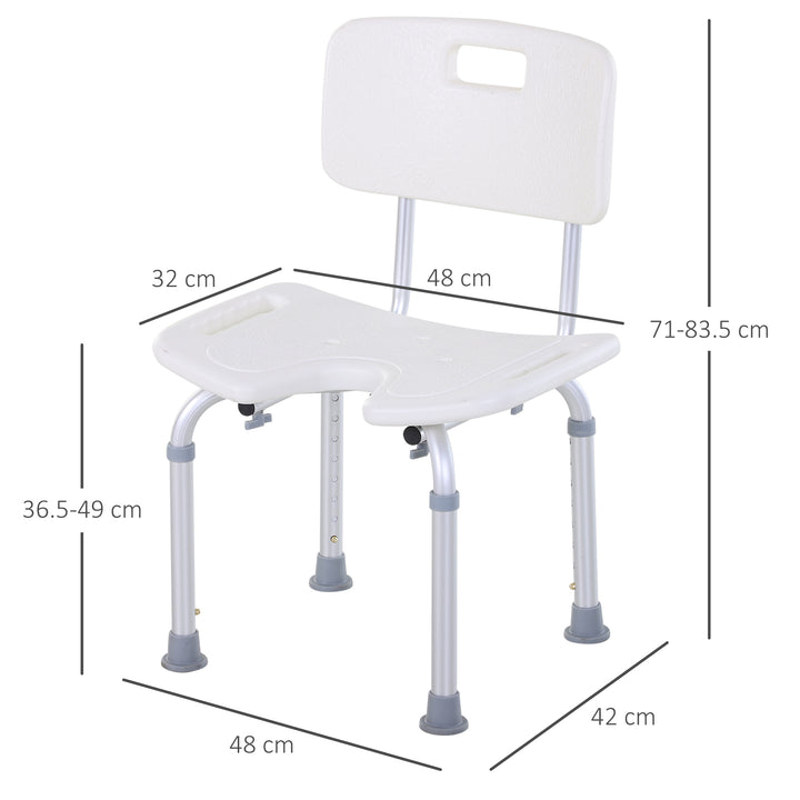 8-Level Height Adjustable Bath Stool Spa Shower Chair Aluminum w/ Non-Slip Feet and Handle