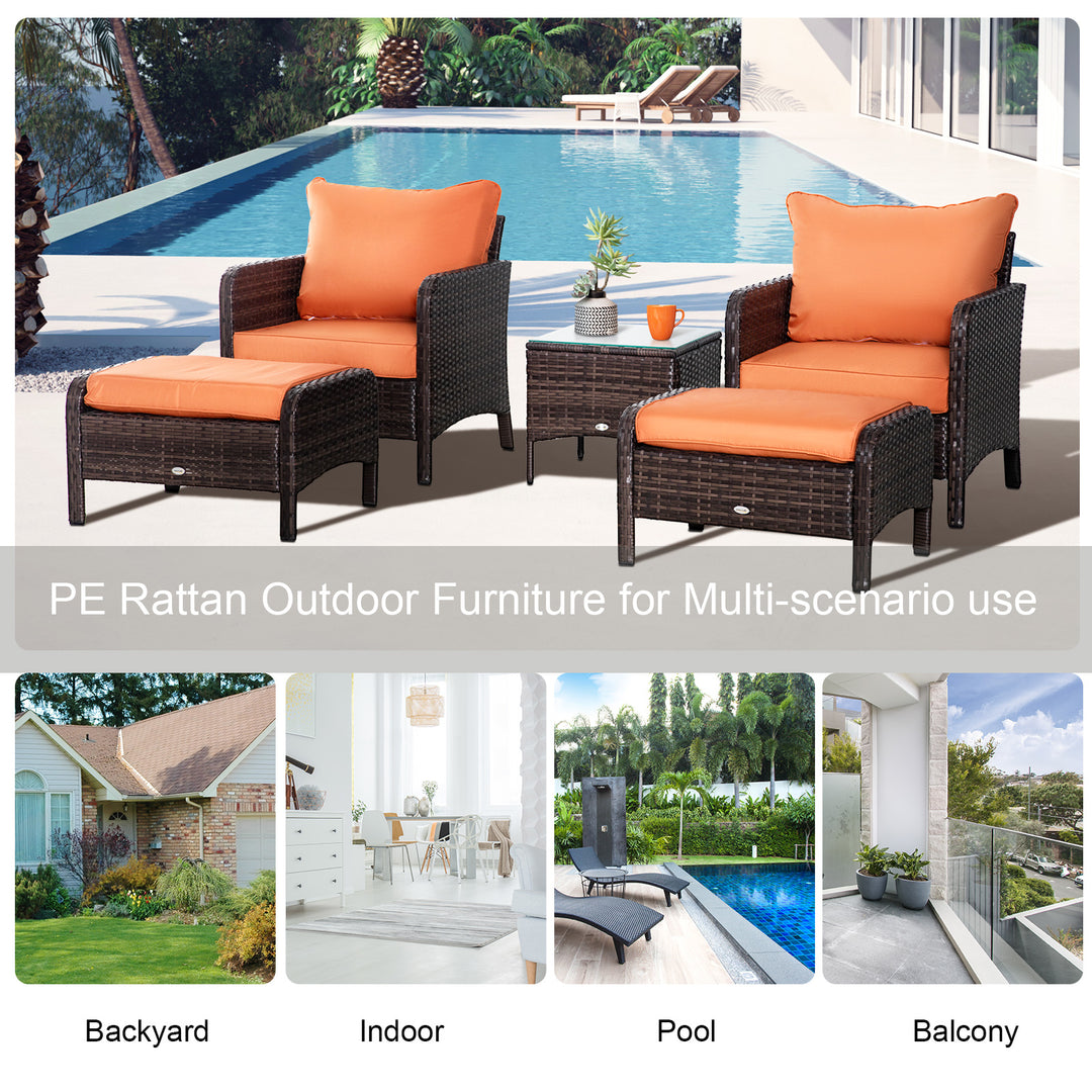 5 Pcs PE Rattan Garden Furniture Set