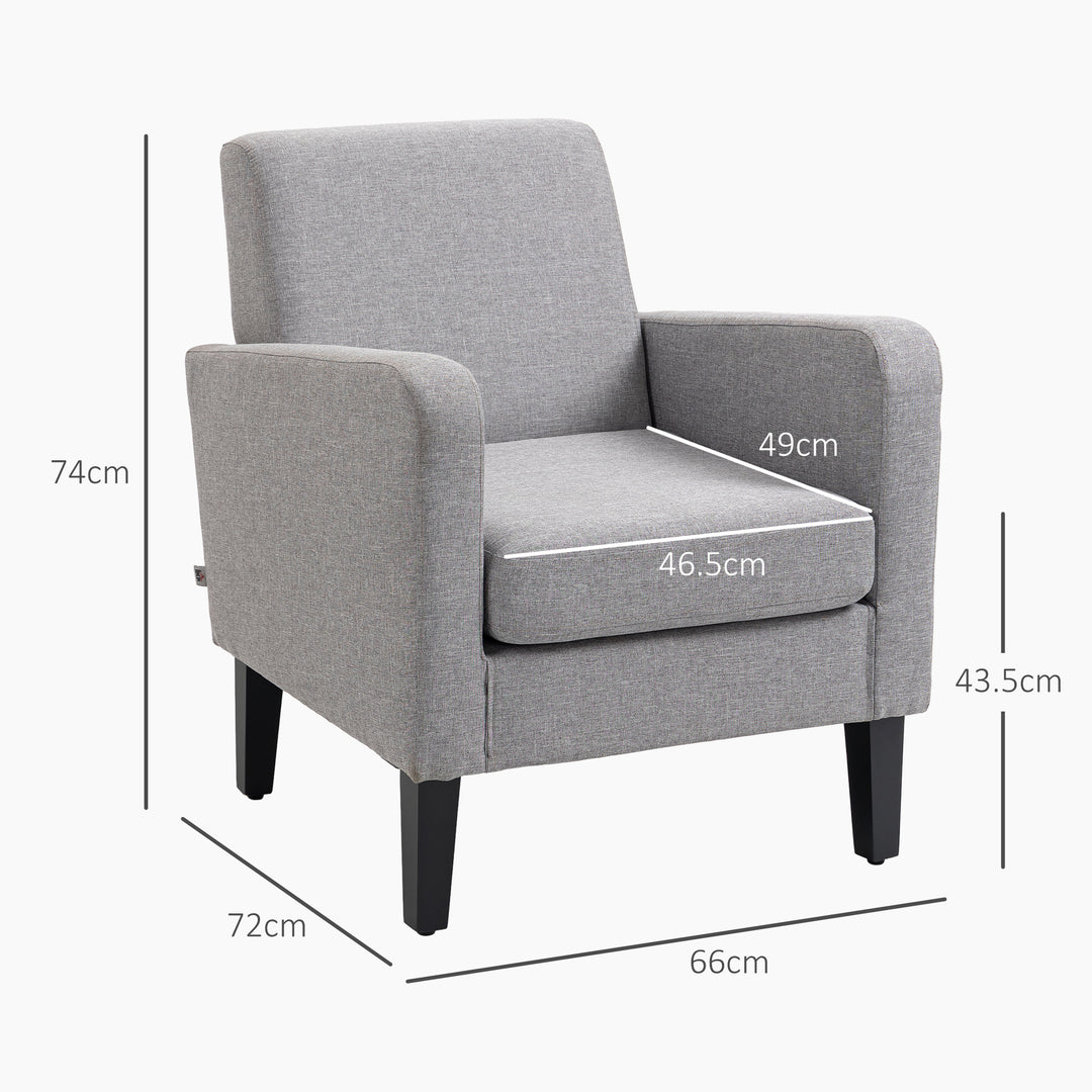 2 Pieces Modern Armchairs with Rubber Wood Legs