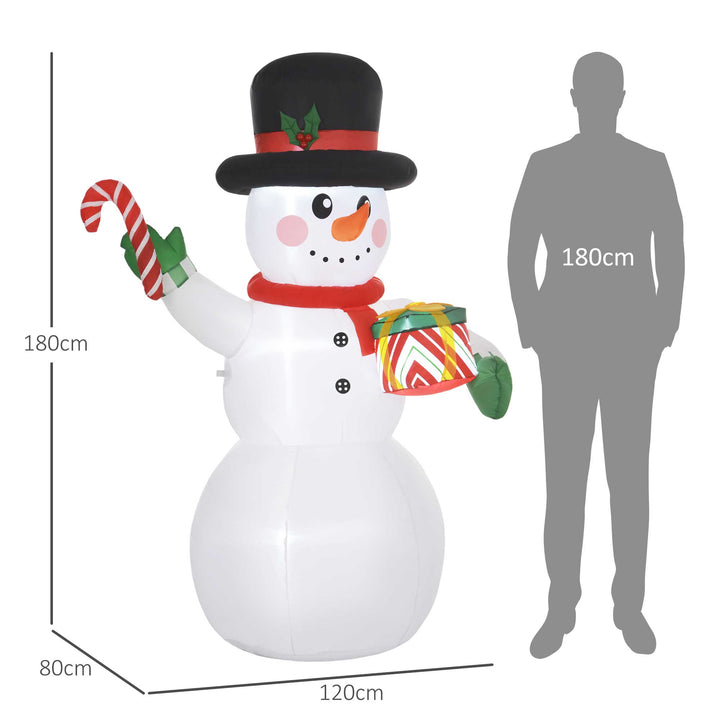 6FT Inflatable Snowman with Candy Cane and Gift Box