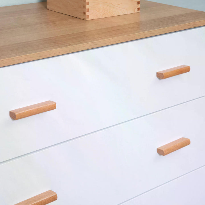 Modern 3-Drawer Chest, White & Natural Wood Finish