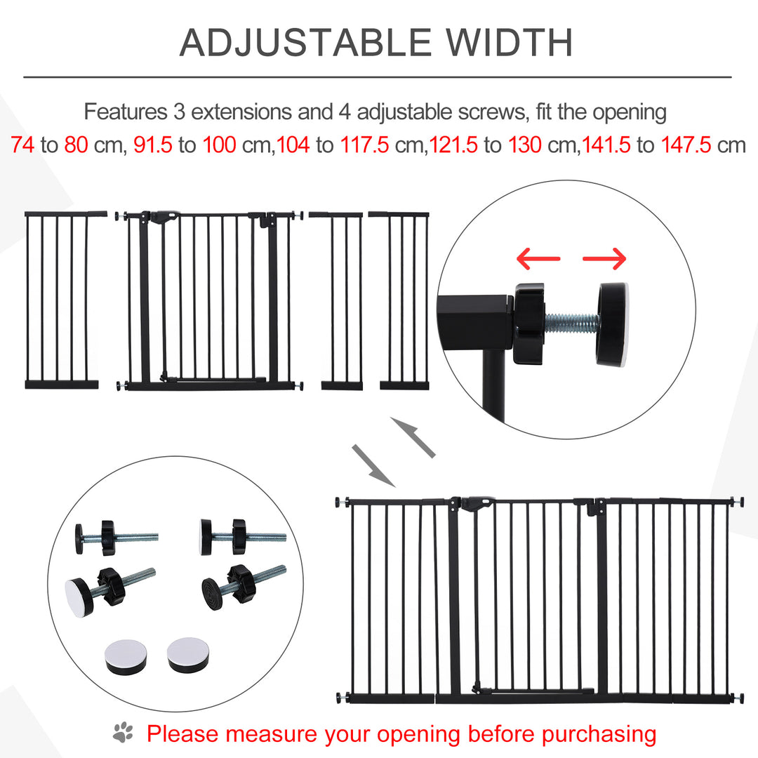 Retractable Pet Safety Gate Dog Barrier Home Doorway Corridors Room Divider Stair w/ 3 Extensions