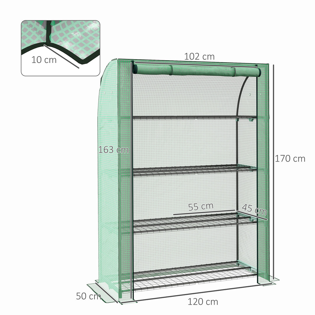 Portable Mini Greenhouse: 4 Tier with PE Reinforced Cover and Roll-up Door