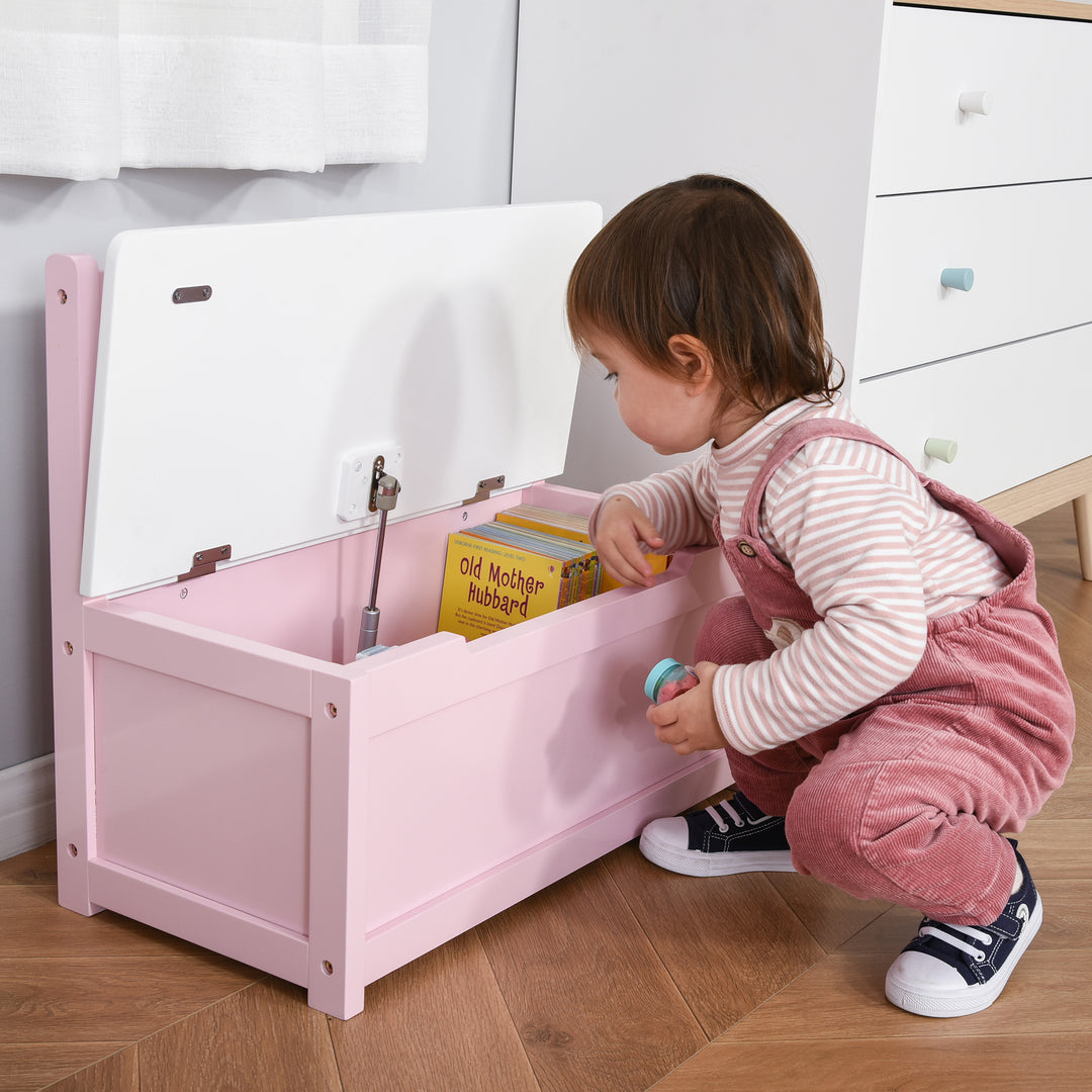 Wooden Toy Box Toy Storage Organizer with the Backrest