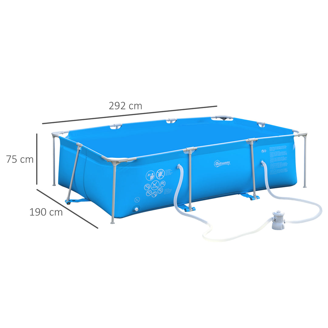 Steel Frame Pool w/ Filter Pump and Filter Cartridge Rust & Reinforced Sidewalls Resistant Above Ground Pool Blue 315 x 225 x 75cm