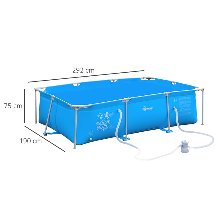 Steel Frame Pool w/ Filter Pump and Filter Cartridge Rust & Reinforced Sidewalls Resistant Above Ground Pool Blue 315 x 225 x 75cm