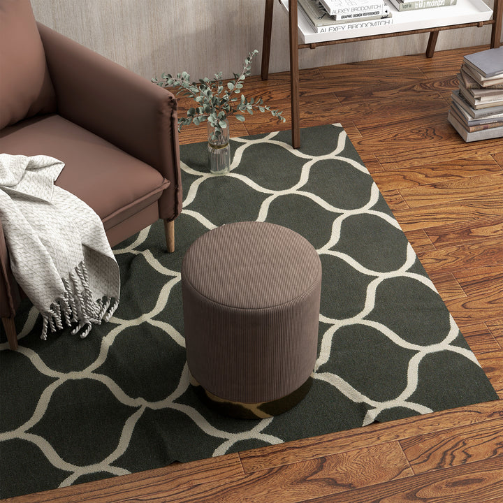 Corduroy Fabric Round Footstool