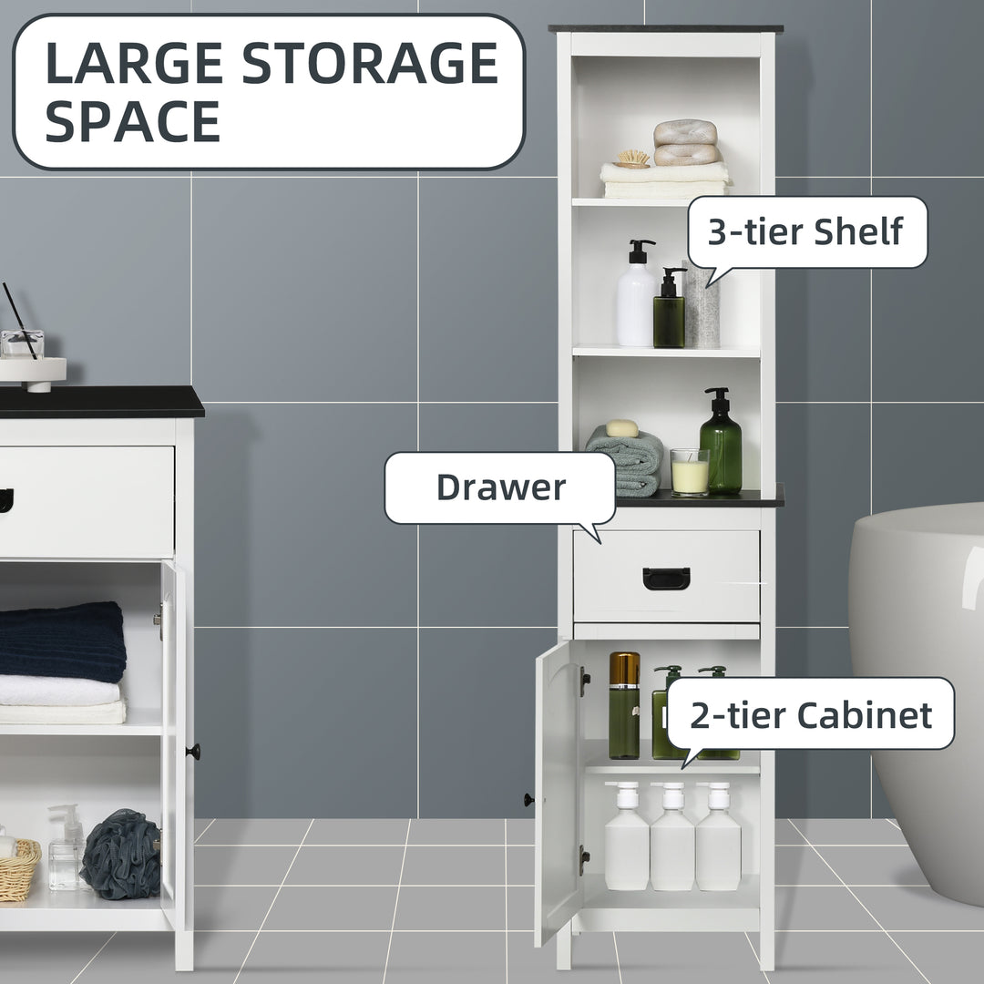 Kleankin Bathroom Bastion: Tall Slim Storage Cabinet with Adjustable Shelves & Drawer