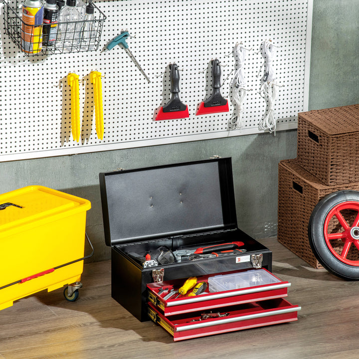 Lockable Metal Tool Chest with 2 Drawers