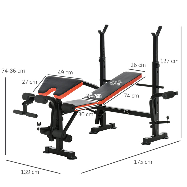 Adjustable Weight Bench with Leg Developer Barbell Rack for Weight Lifting and Strength Training Multifunctional Workout Station