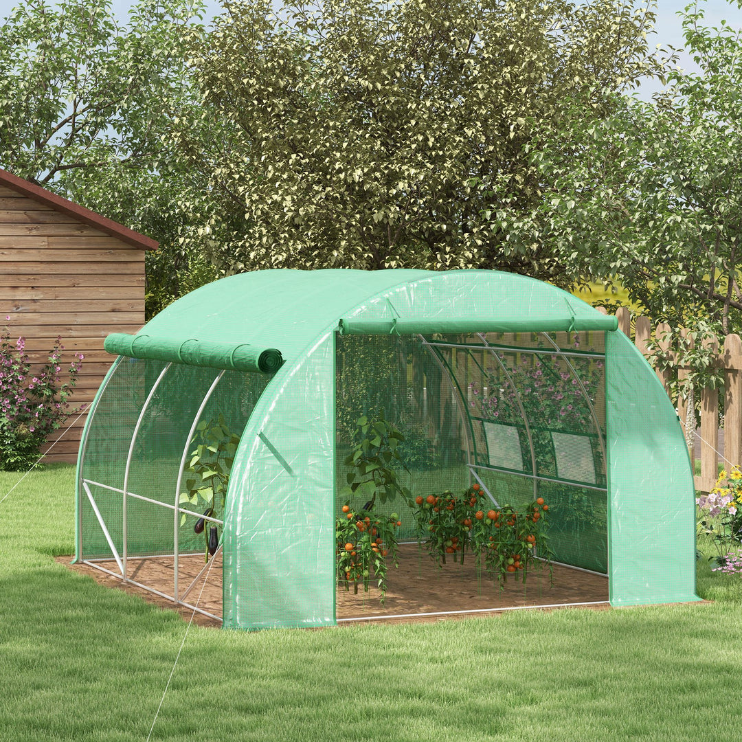 Walk-in Polytunnel Greenhouse: With Roll-up Sidewalls