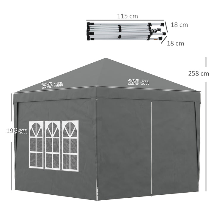 3 x 3 Meters Pop Up Water Resistant Gazebo Wedding Camping Party Tent Canopy Marquee with Carry Bag and 2 Windows