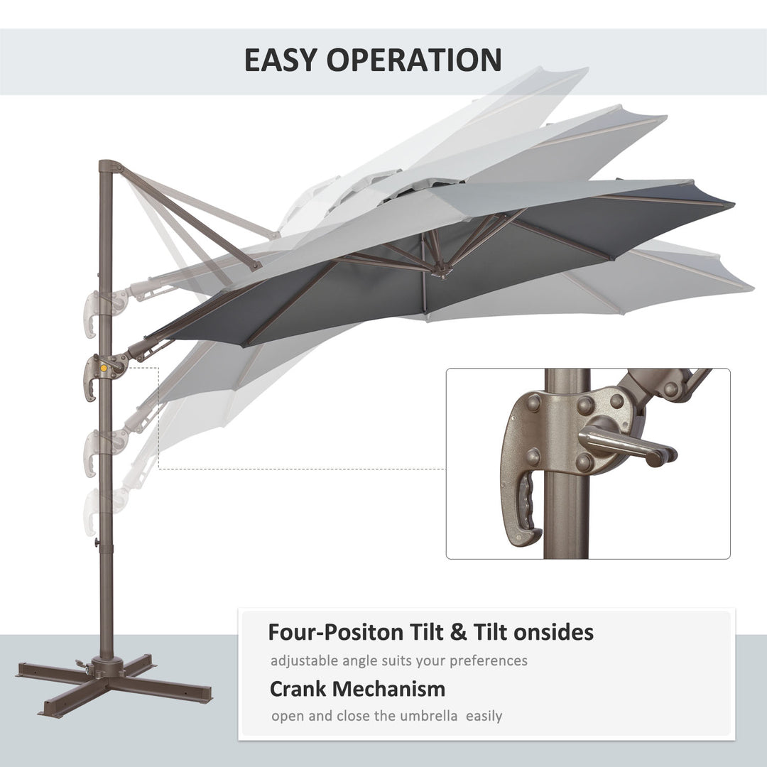 Waterproof 3m Cantilever Parasol: 360° Rotating Hanging Sunshade