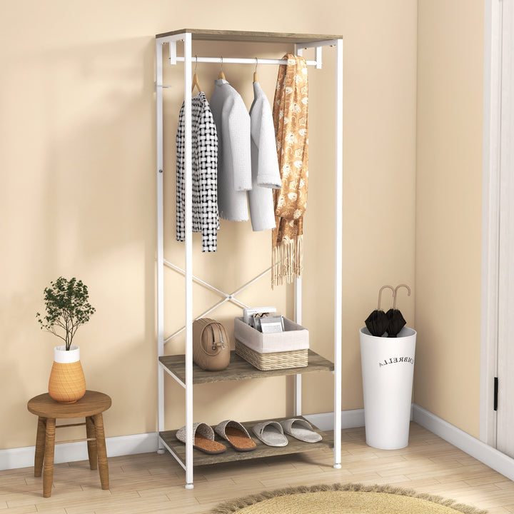 Hallway Coat Rack and Shoe Bench Tree - Grey