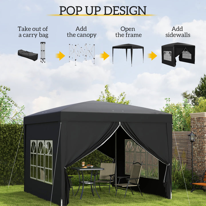 3 x 3 Meters Pop Up Water Resistant Gazebo Wedding Camping Party Tent Canopy Marquee with Carry Bag and 2 Windows