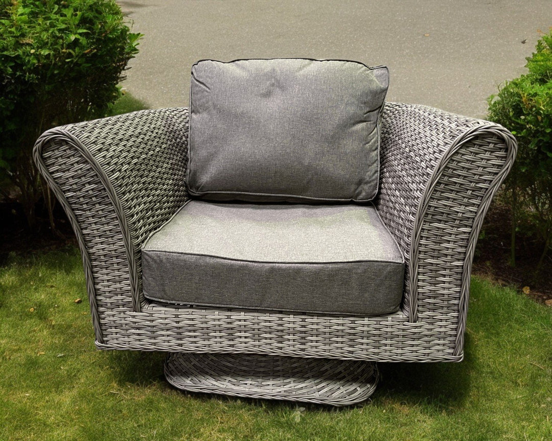 Lisbon Rattan Garden Swivel Chair in Grey - Rattan Direct