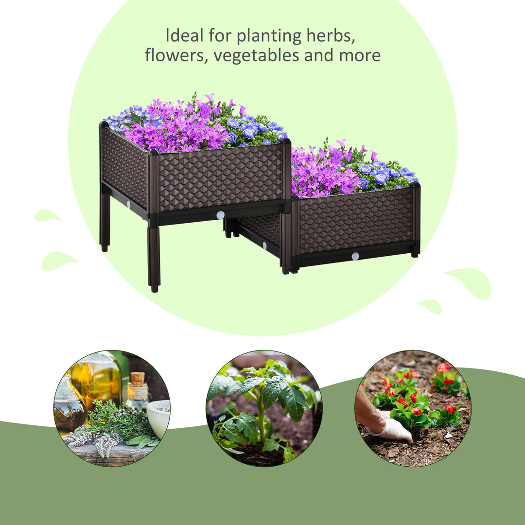 50cm x 50cm x 46.5cm Set of 2 Plastic Raised Garden Bed