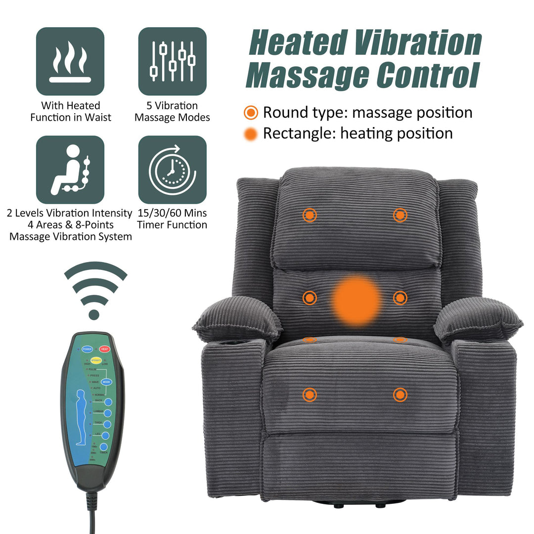 Remote Control Upholstered Oversized Power Lift Recliner Chair for Elderly with Heat