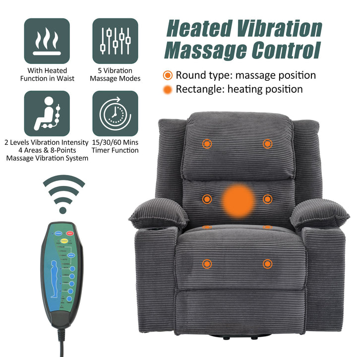 Remote Control Upholstered Oversized Power Lift Recliner Chair for Elderly with Heat