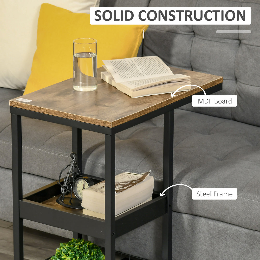 HOMCOM Mobile Sofa Side Table: C-Shaped Couch Companion