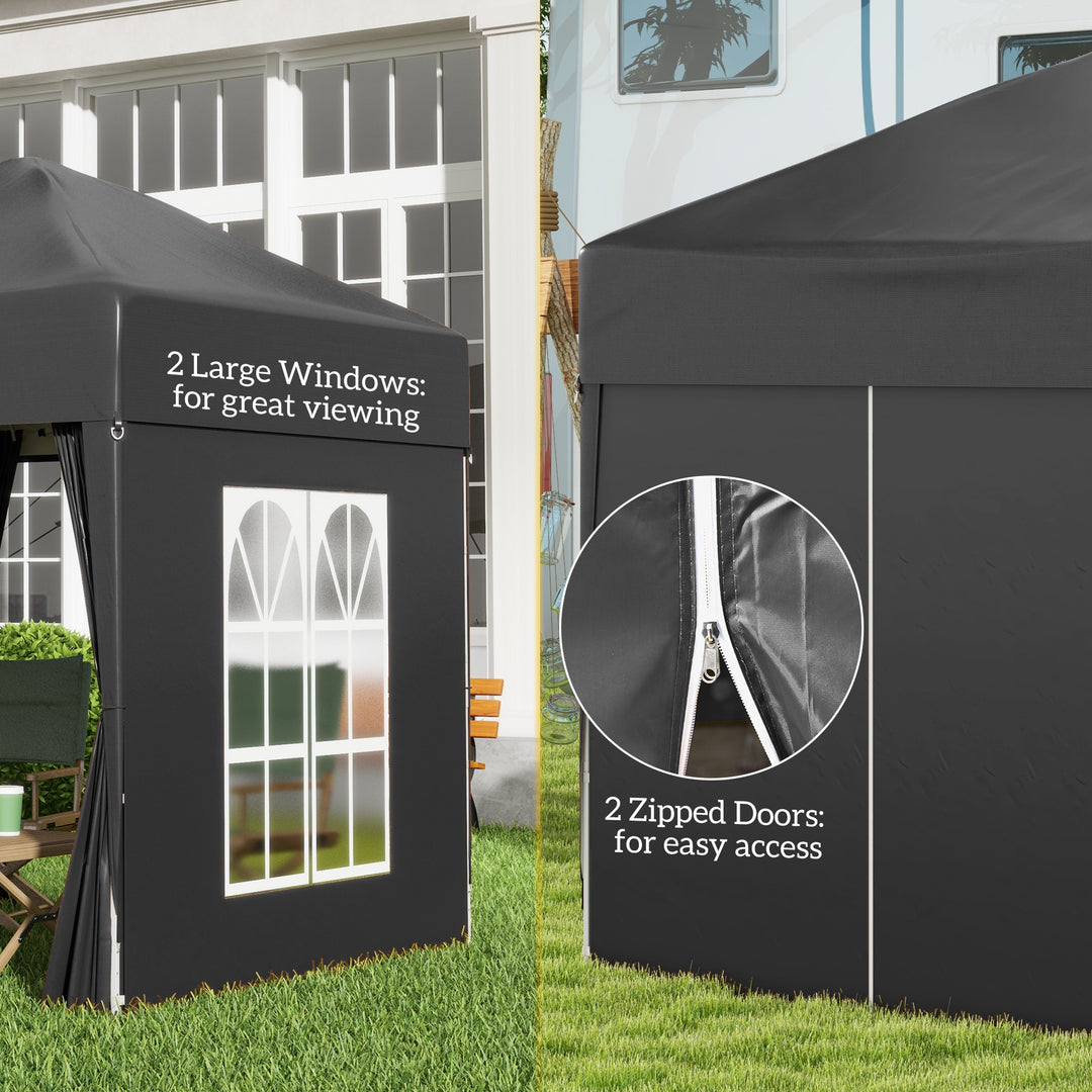 2x2m Garden Pop Up Gazebo Shelter Canopy w/ Removable Walls and Carrying Bag for Party and Camping